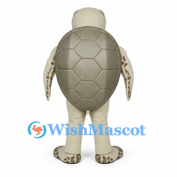 Sea Turtle Mascot Costume in Cream with Gray Shell