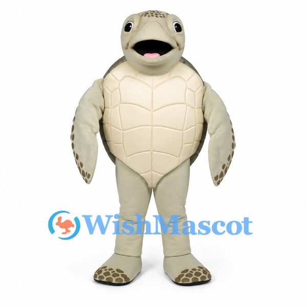 Sea Turtle Mascot Costume in Cream with Gray Shell