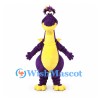 Dragon Mascot Costume in Purple with Yellow Belly and Spots