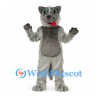 Wolf Mascot Costume in Gray with Shaggy Fur