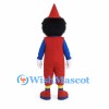 Clown Mascot Costume with Red Overalls and Blue Shirt