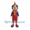 Clown Mascot Costume with Red Overalls and Blue Shirt