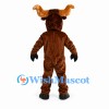 Moose Mascot Costume in Brown with Large Curled Antlers