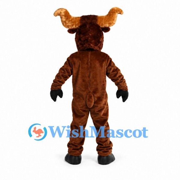 Moose Mascot Costume in Brown with Large Curled Antlers