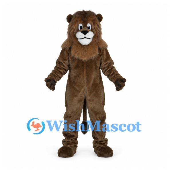 Lion Mascot Costume in Brown with Large Mane
