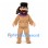 Frontiersman Mascot Costume with Tan Fringed Suit and Purple Scarf