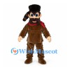 Frontiersman Mascot Costume with Brown Fringed Suit and Fur Cap