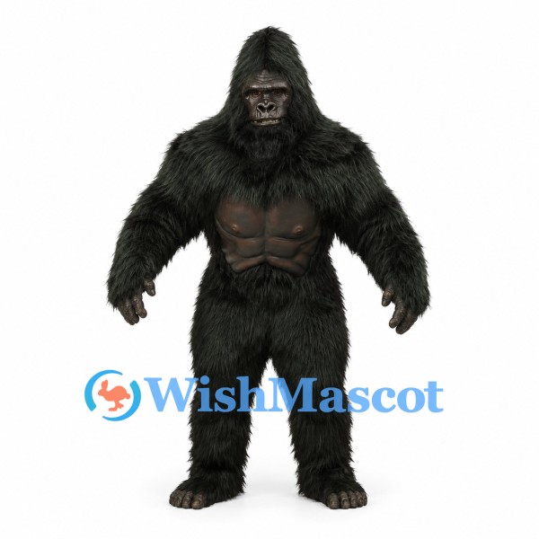 Gorilla Mascot Costume in Black with Muscular Chest