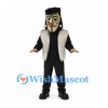 Monster Mascot Costume with Black Outfit and Gray Fur Vest