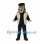 Monster Mascot Costume with Black Outfit and Gray Fur Vest