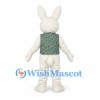 Rabbit Mascot Costume with Floral Vest and Teal Bow