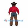 Cowboy Mascot Costume with Red Shirt and Brown Chaps