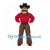 Cowboy Mascot Costume with Red Shirt and Brown Chaps