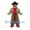 Cowboy Mascot Costume with Long Olive Coat and Black Hat