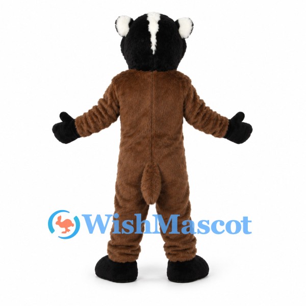 Badger Mascot Costume in Brown with Black White Face