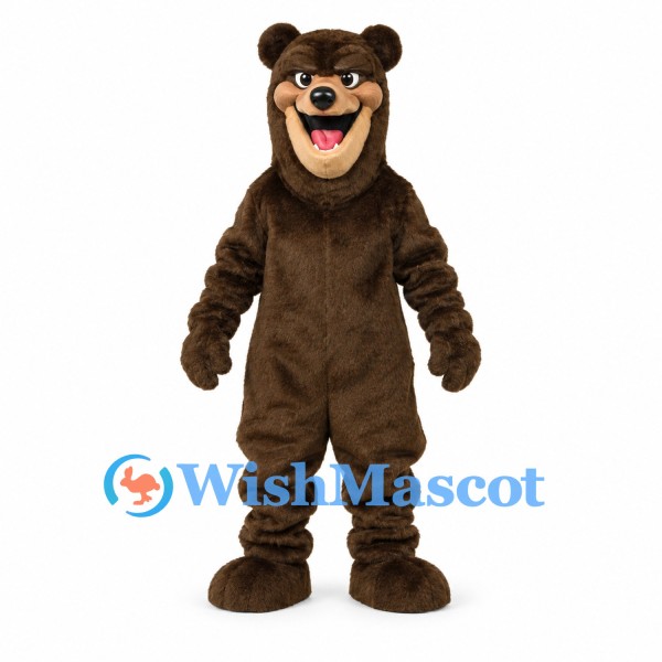 Bear Mascot Costume in Brown with Wide Smile