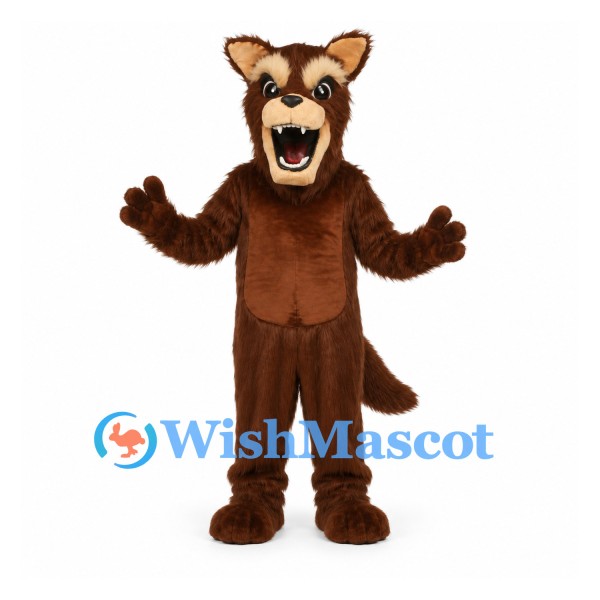 Wolf Mascot Costume in Brown with Tan Muzzle