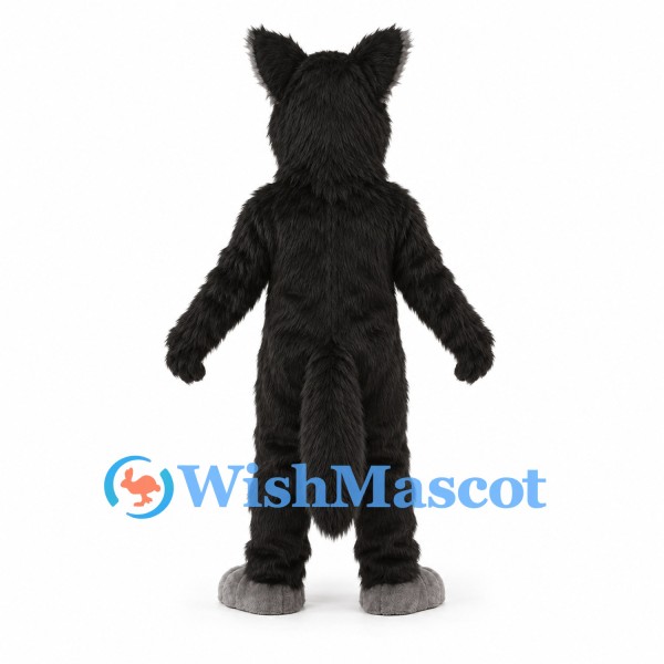 Wolf Mascot Costume in Black with Gray Belly