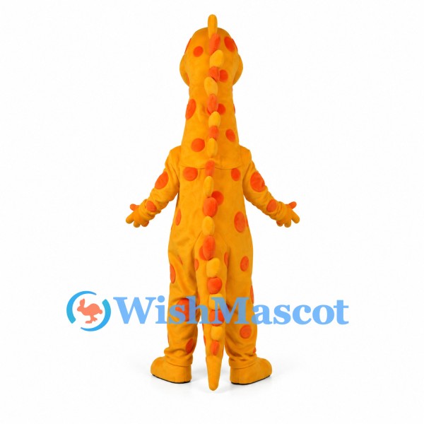 Dinosaur Mascot Costume in Yellow Orange with Spotted Body