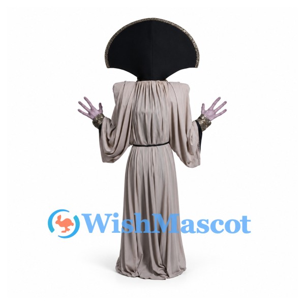 Alien Mascot Costume with Gray Robe and Black Headpiece