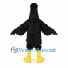 Crow Mascot Costume in Black with Yellow Beak and Feet
