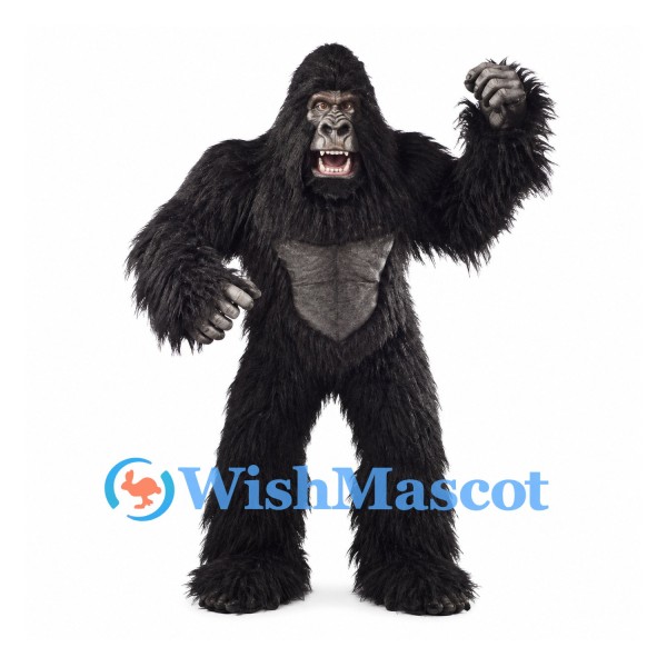 Gorilla Mascot Costume in Black with Gray Chest