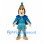 Warrior Girl Mascot Costume with Blue Armor and Gold Helmet