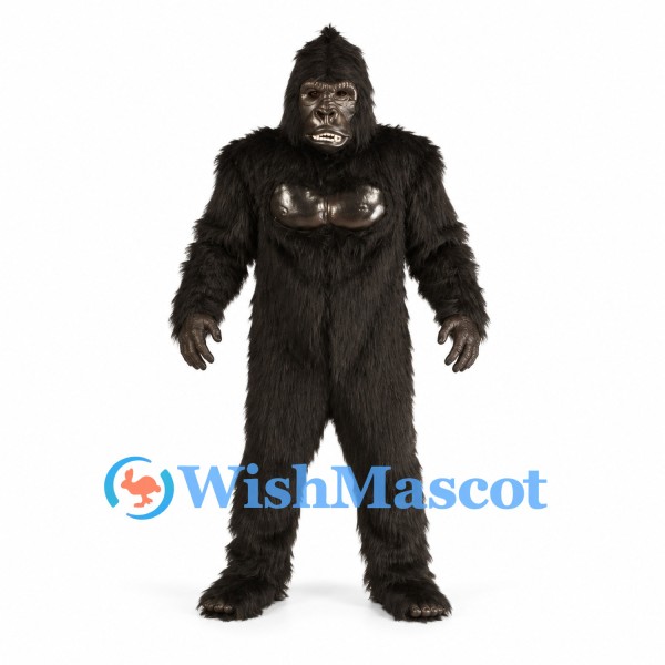 Gorilla Mascot Costume in Black with Chest Plate Details