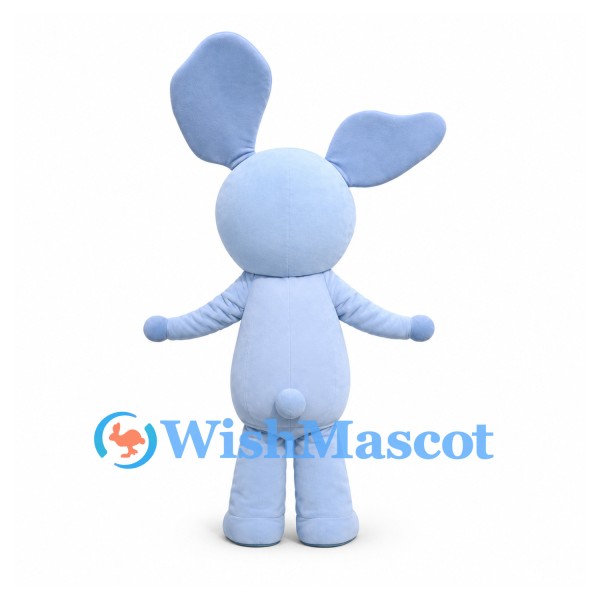 Rabbit Mascot Costume in Pale Blue with Large Rounded Ears