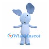 Rabbit Mascot Costume in Pale Blue with Large Rounded Ears