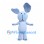 Rabbit Mascot Costume in Pale Blue with Large Rounded Ears