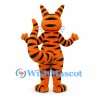 Tiger Mascot Costume in Orange with Long Ears and Curled Tail