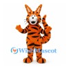 Tiger Mascot Costume in Orange with Long Ears and Curled Tail