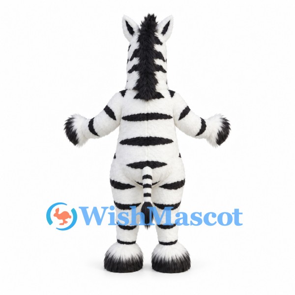 Zebra Mascot Costume with Broad Black Stripes