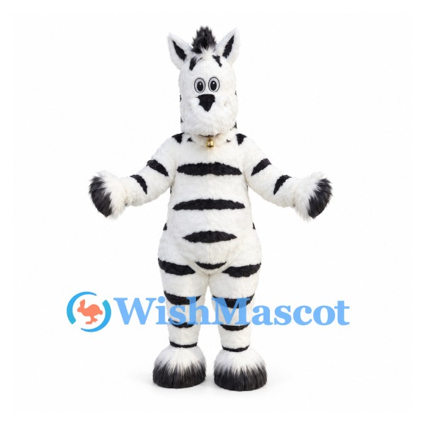 Zebra Mascot Costume with Broad Black Stripes