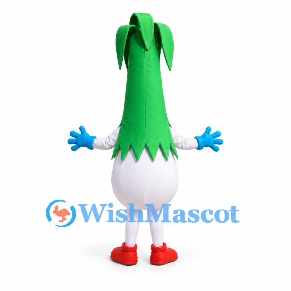Leek Mascot Costume with Green Leaves and White Body