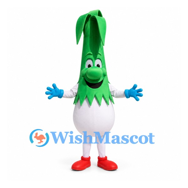 Leek Mascot Costume with Green Leaves and White Body
