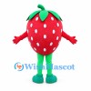 Strawberry Mascot Costume with White Seeds and Green Limbs