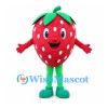 Strawberry Mascot Costume with White Seeds and Green Limbs
