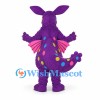 Dragon Mascot Costume in Purple with Yellow Belly and Pink Wings