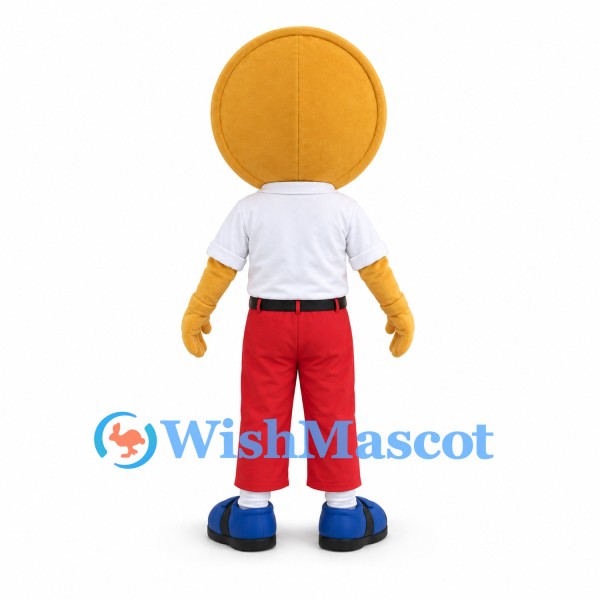 Smiley Face Mascot Costume with White Shirt and Red Pants