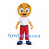 Smiley Face Mascot Costume with White Shirt and Red Pants