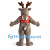 Reindeer Mascot Costume with Red Nose and Bell Collar