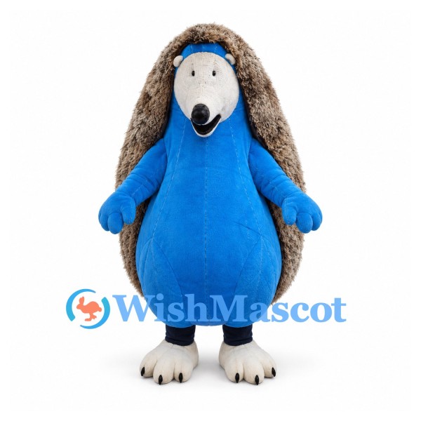 Hedgehog Mascot Costume in Blue with Brown Spines