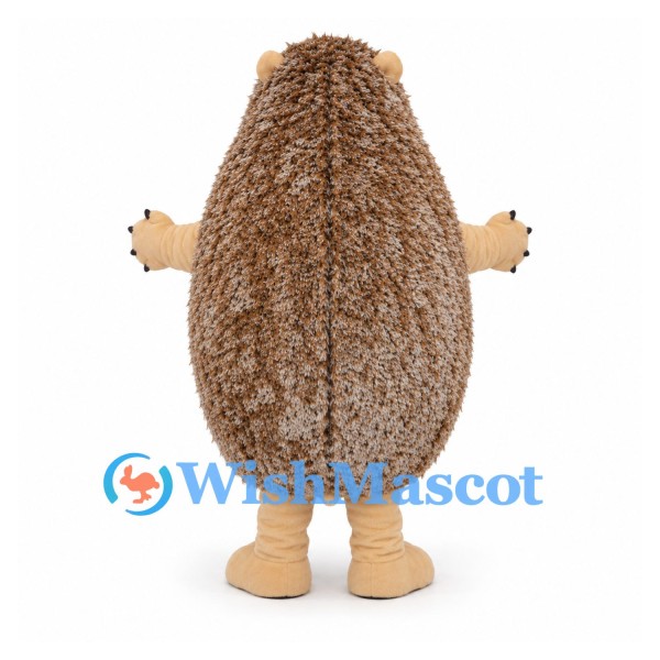 Hedgehog Mascot Costume with Beige Face and Brown Spines