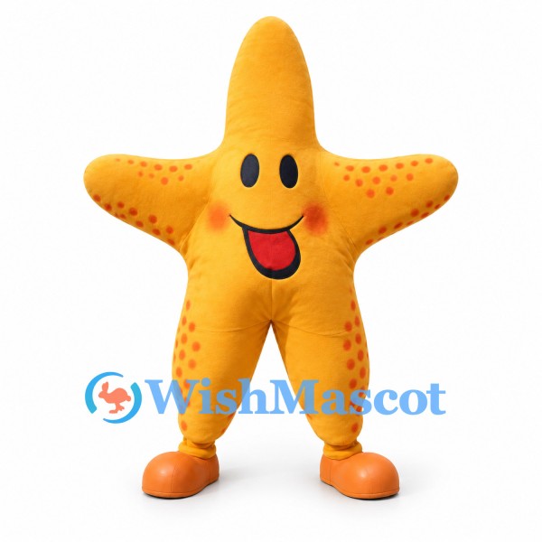 Starfish Mascot Costume in Orange with Smiling Face