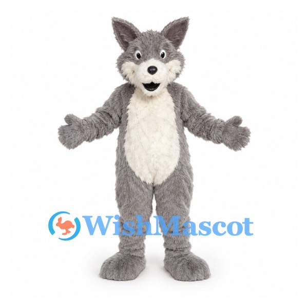 Wolf Mascot Costume in Gray with White Chest