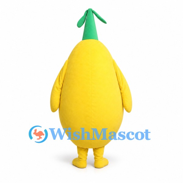 Elephant Character Mascot Costume in Yellow with Green Leaf Tuft