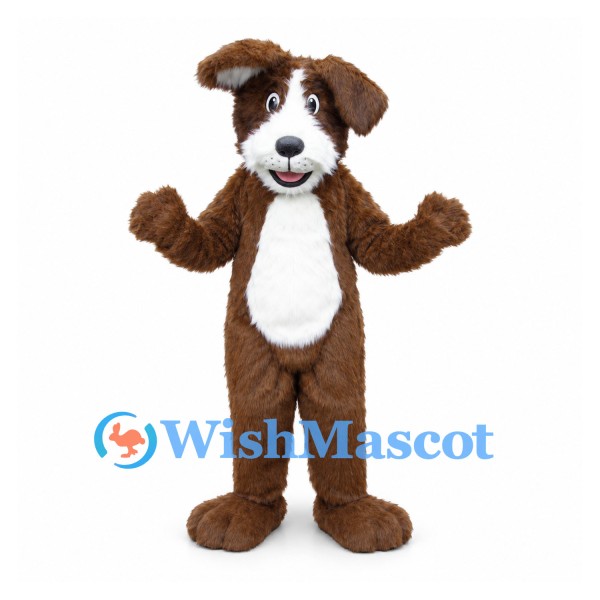 Dog Mascot Costume in Brown with White Belly and Floppy Ears