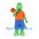 Frog Traveler Mascot Costume with Orange Shirt and Blue Shorts